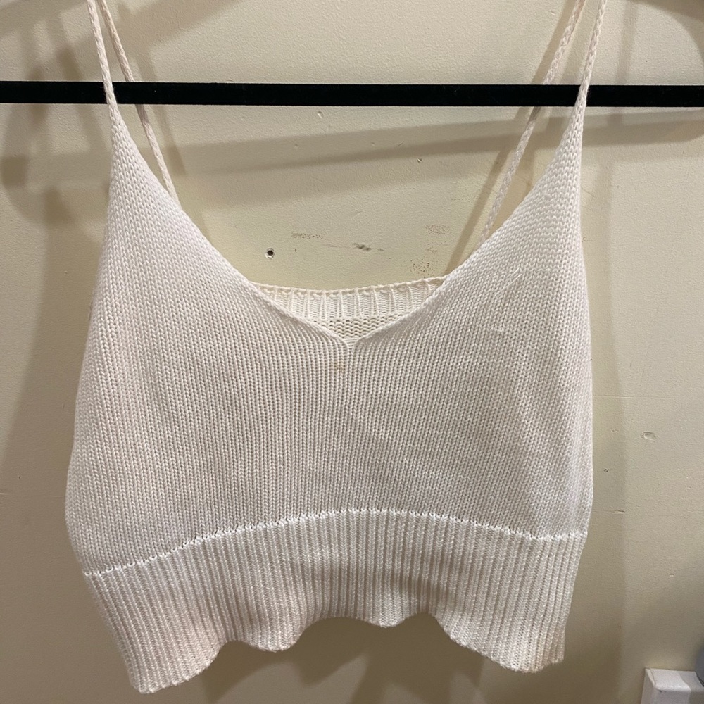 Urban Outfitters Cream Knit Cropped Tank Top